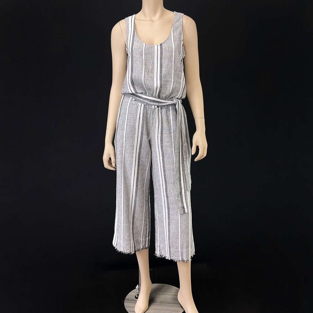 Cloth & Stone‎ Wide Leg Jumpsuit Women XS Linen Blend Sleeveless Gray NWOT